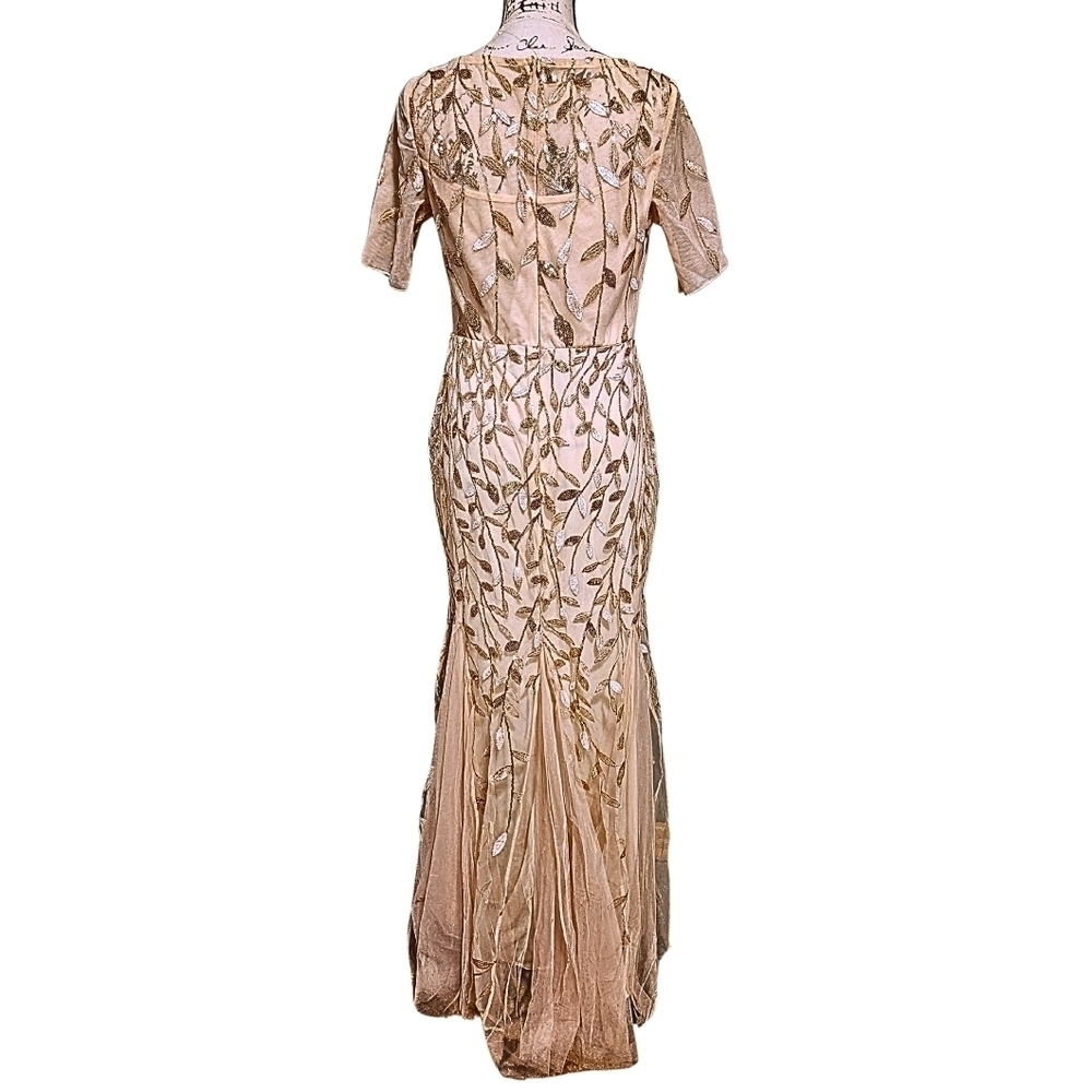 XUCTHHC Gold & Champagne Leaf Sequin Godet Gown - Picture 11 of 14